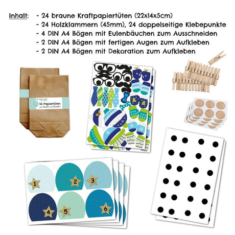 Adventskalender Eule Blau