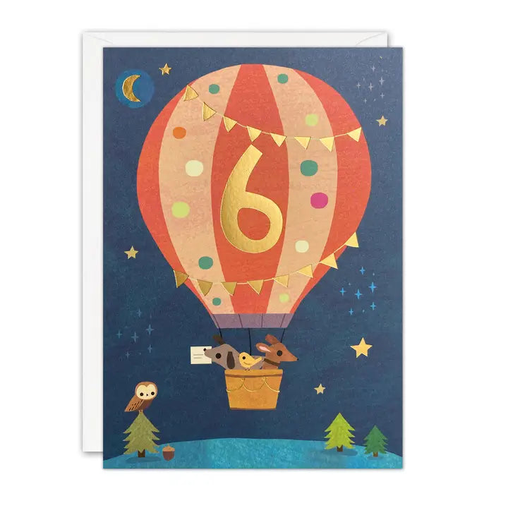 Geburtstagskarte Ballon 6 Goldfolierung