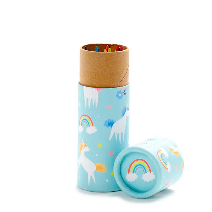 Mini Farbstifte Dose Einhorn Blau