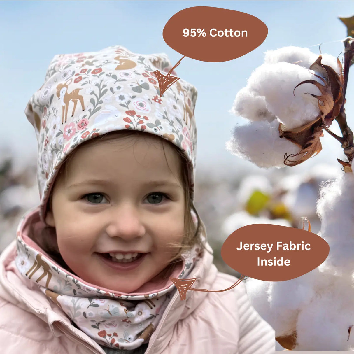 Kinder Winter Mütze & Loop Schal Reflektierend Waldtiere