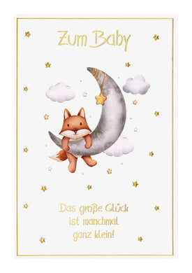 Geburtskarte Fuchs auf Mond