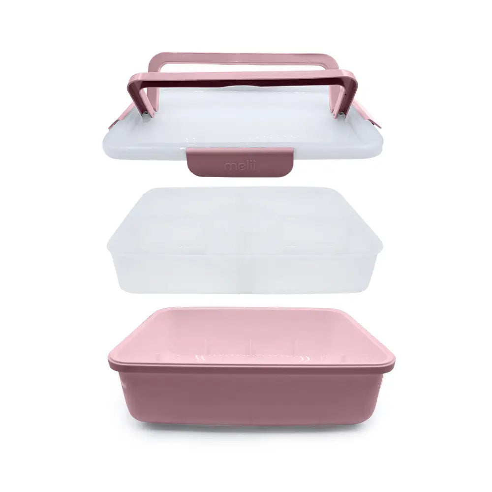 Znünibox Rechteckige Snackle-Plattenbox Rosa