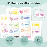 Lunchbox & Znünibox Nachrichtenkarten Aquarell