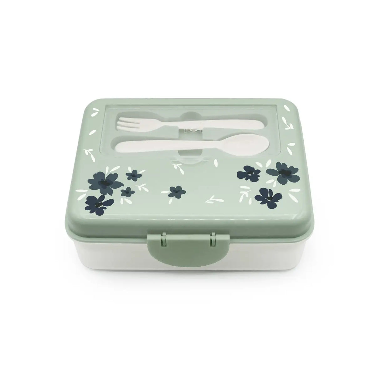 Znünibox Bento Box 2 Stöckig mit Besteck Blumen Schwarz