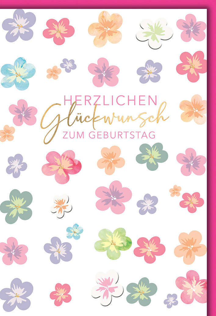 Geburtstagskarte Blumen Pink