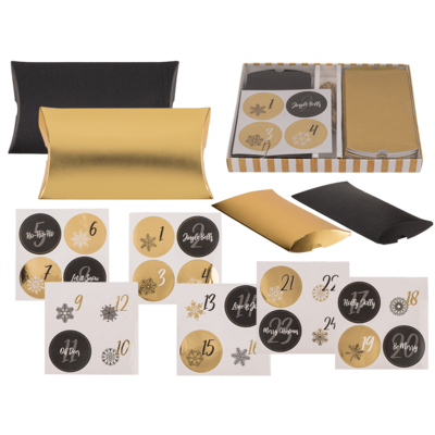 Adventskalender Tüten Schwarz / Gold