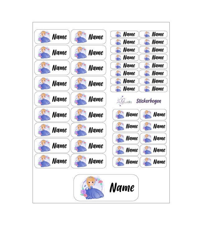 Baurelia Stickerset mit Name Prinzessin 1