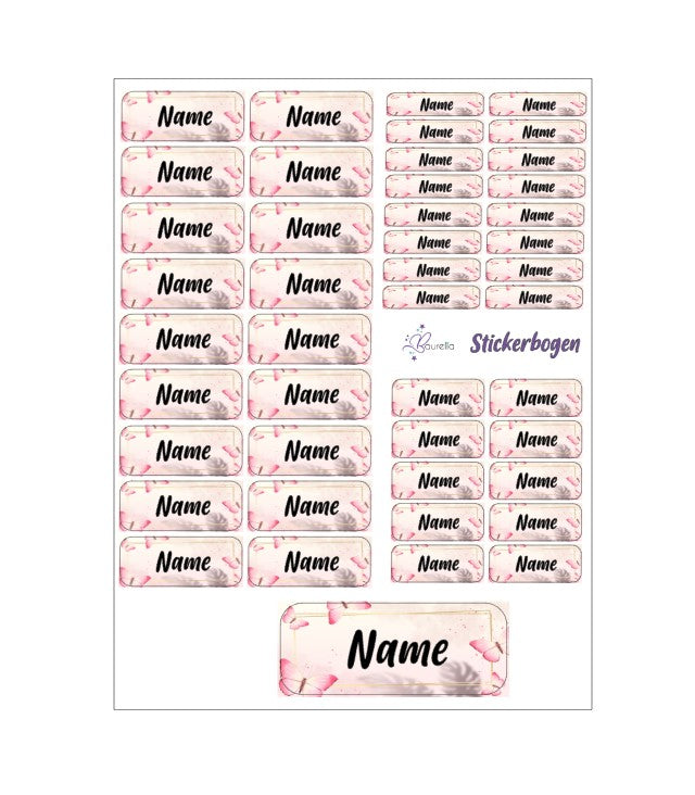 Baurelia Stickerset mit Name Schmetterling 2