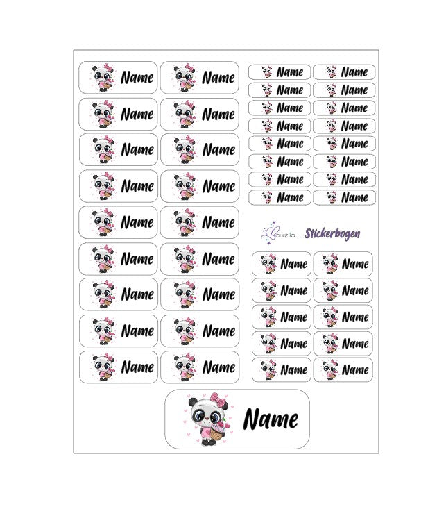 Baurelia Stickerset mit Name Panda 1