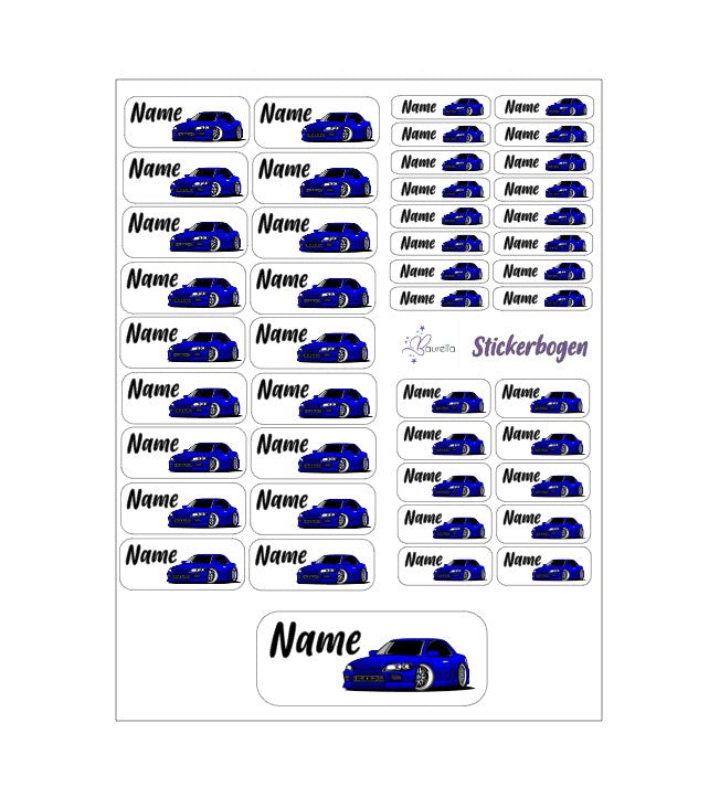 Baurelia Stickerset mit Name Auto 3