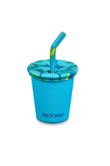 Kinder Edelstahl Trinkbecher mit Strohhalm Hellblau
