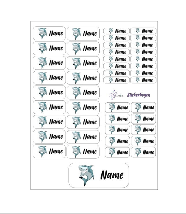 Baurelia Stickerset mit Name Hai 2