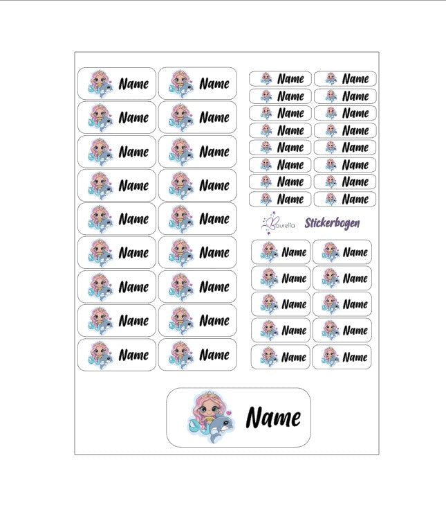 Baurelia Stickerset mit Name Meerjungfrau 2
