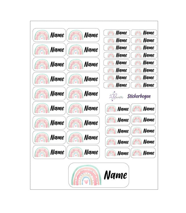 Baurelia Stickerset mit Name Regenbogen 8
