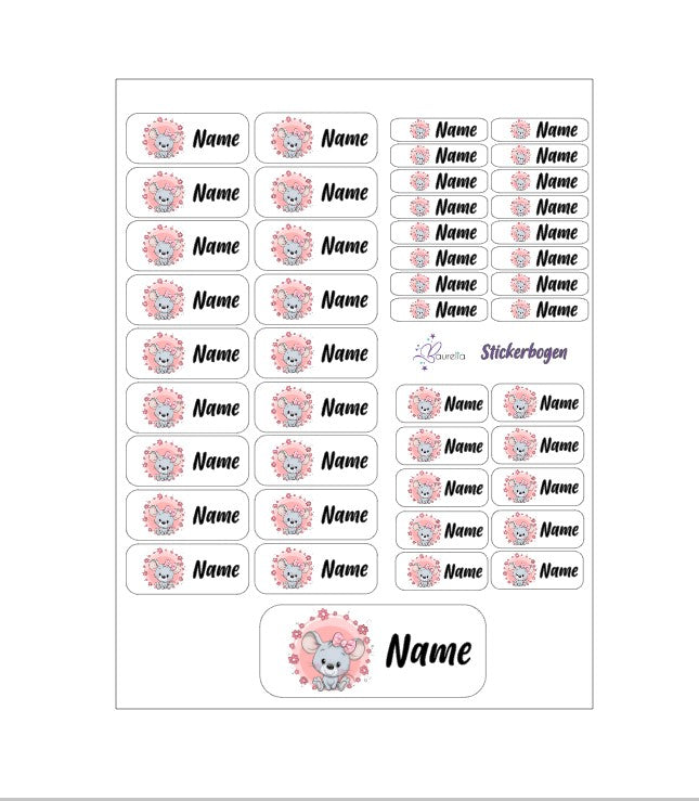 Baurelia Stickerset mit Name Maus 1