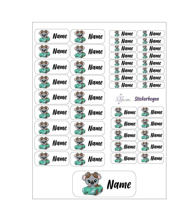 Baurelia Stickerset mit Name Koala 5