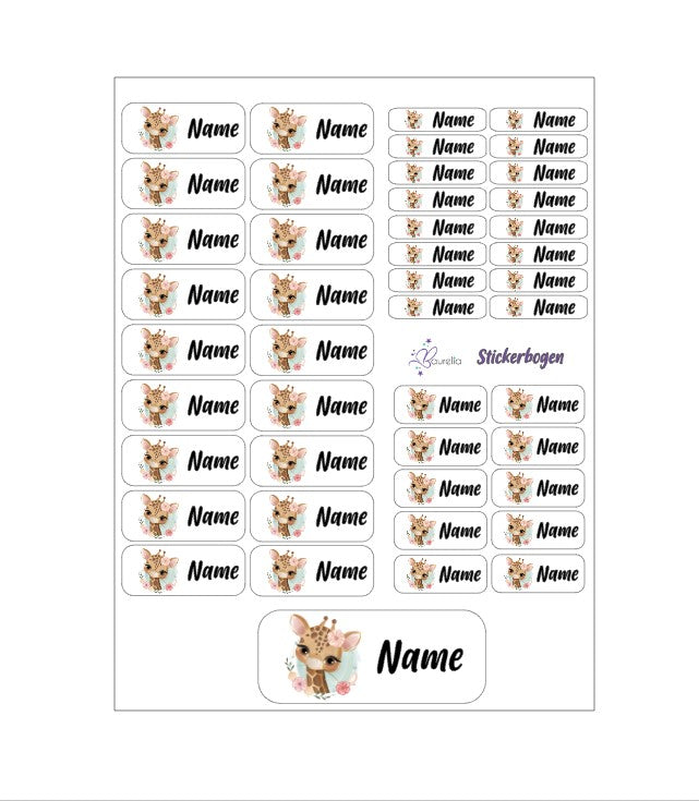 Baurelia Stickerset mit Name Giraffe 3