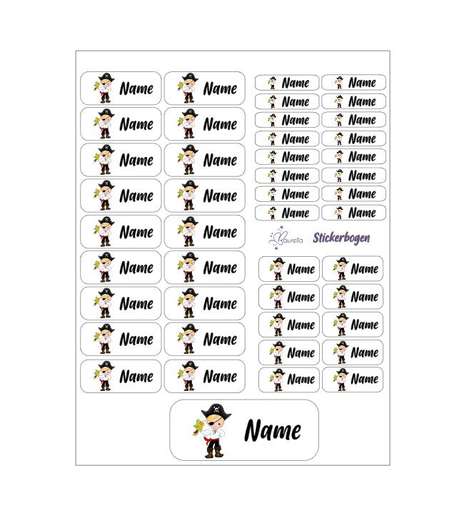 Baurelia Stickerset mit Name Pirat 3