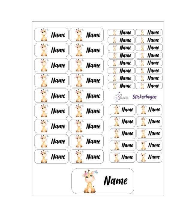 Baurelia Stickerset mit Name Giraffe 2