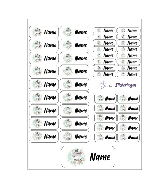 Baurelia Stickerset mit Name Esel 1