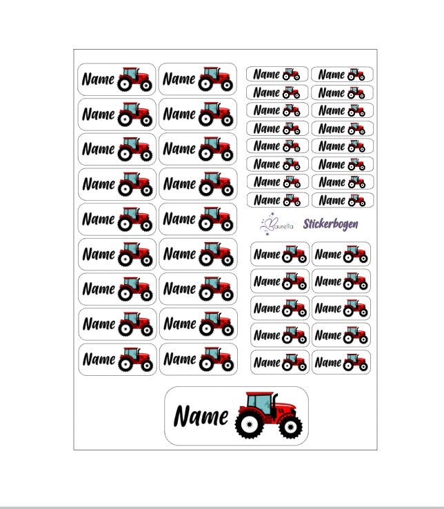 Baurelia Stickerset mit Name Traktor 2
