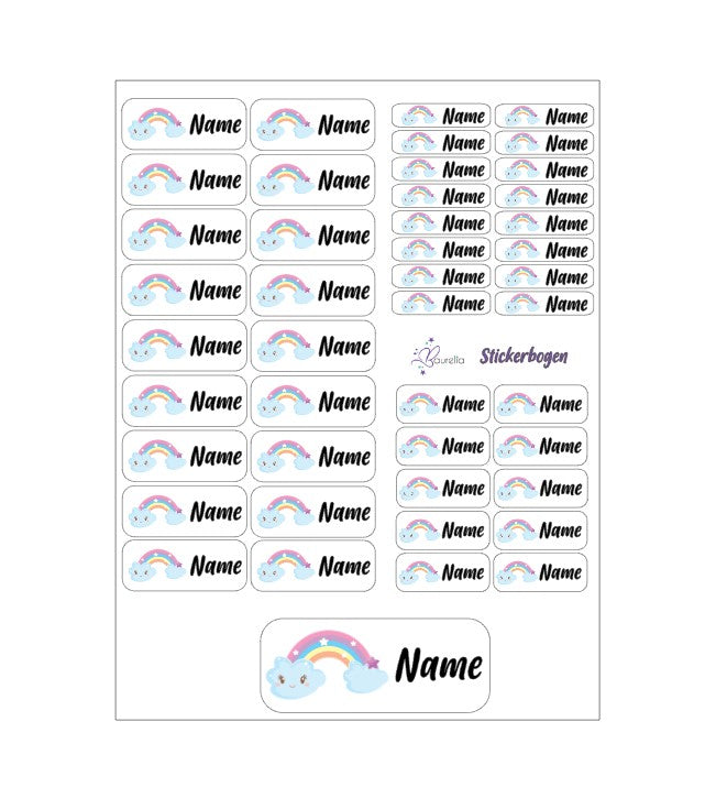 Baurelia Stickerset mit Name Regenbogen 7