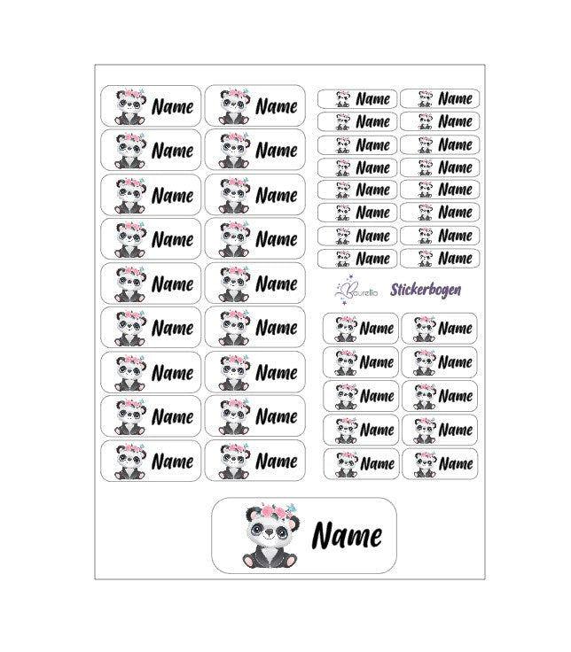 Baurelia Stickerset mit Name Panda 2