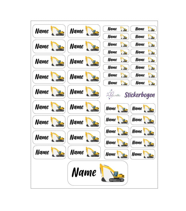 Baurelia Stickerset mit Name Bagger 1