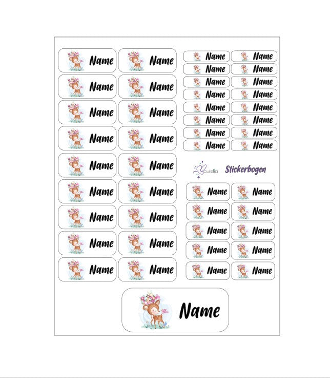 Baurelia Stickerset mit Name Hirsch 2