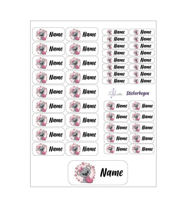 Baurelia Stickerset mit Name Koala 4