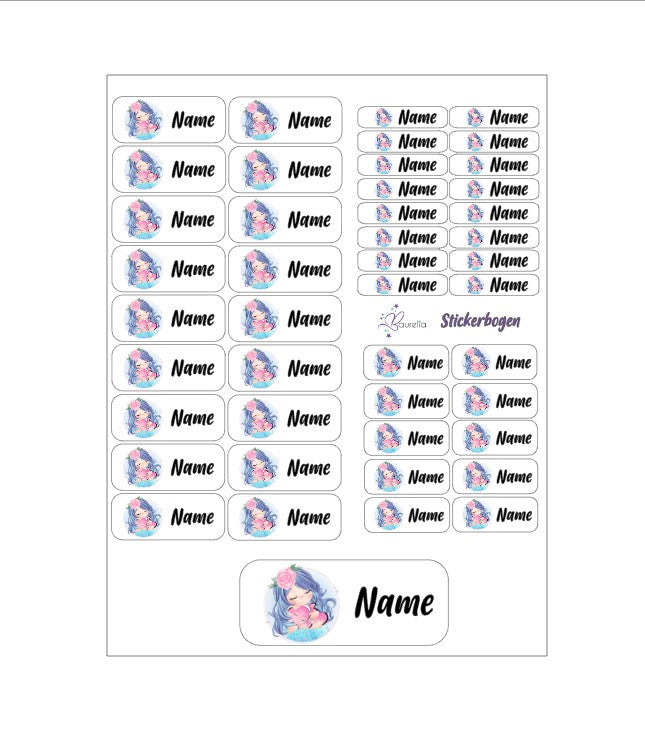 Baurelia Stickerset mit Name Meerjungfrau 3
