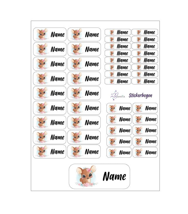 Baurelia Stickerset mit Name Reh 4