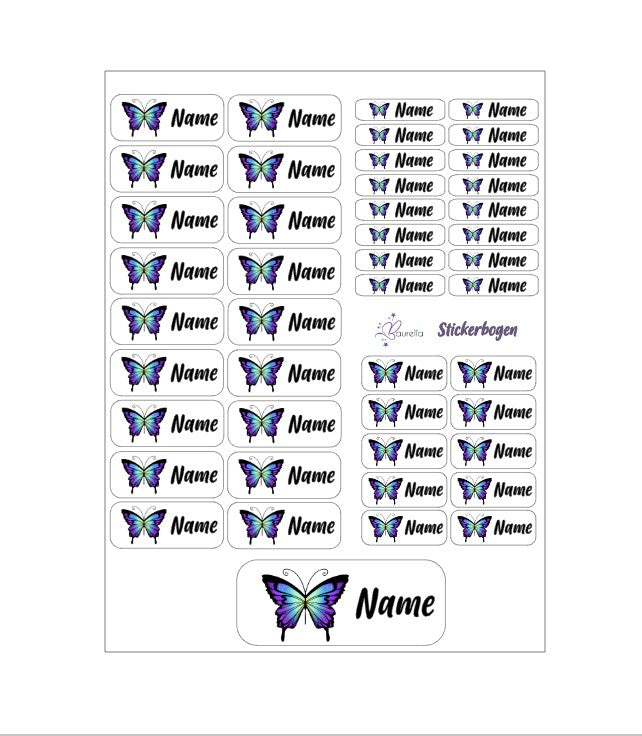 Baurelia Stickerset mit Name Schmetterling 4