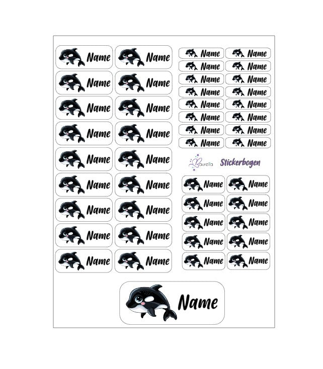 Baurelia Stickerset mit Name Orca 2