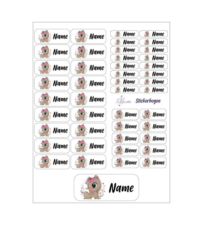 Baurelia Stickerset mit Name Pferd 5