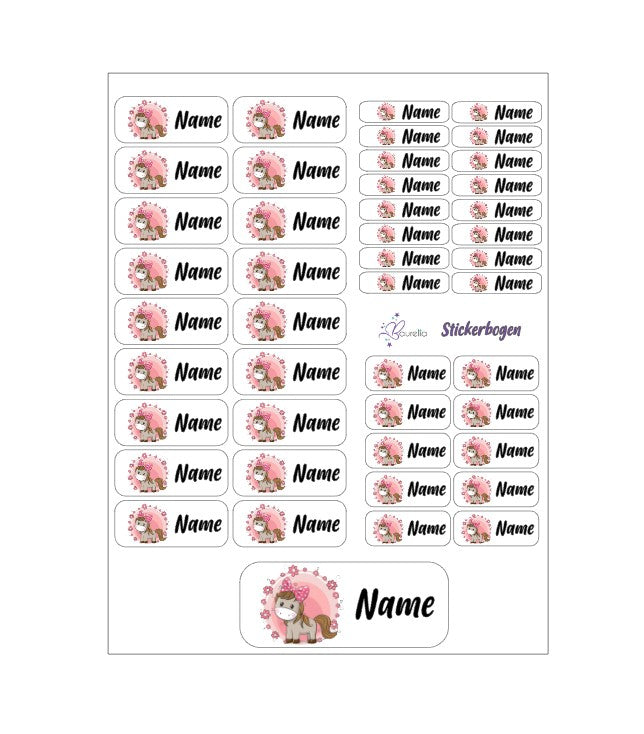 Baurelia Stickerset mit Name Pferd 4