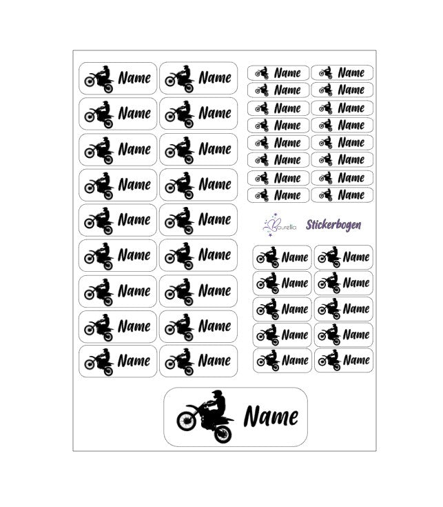 Baurelia Stickerset mit Name Motocross 1
