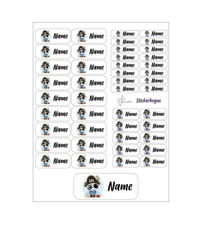 Baurelia Stickerset mit Name Panda 3