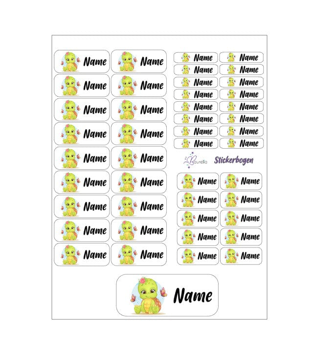 Baurelia Stickerset mit Name Schildkröte 2