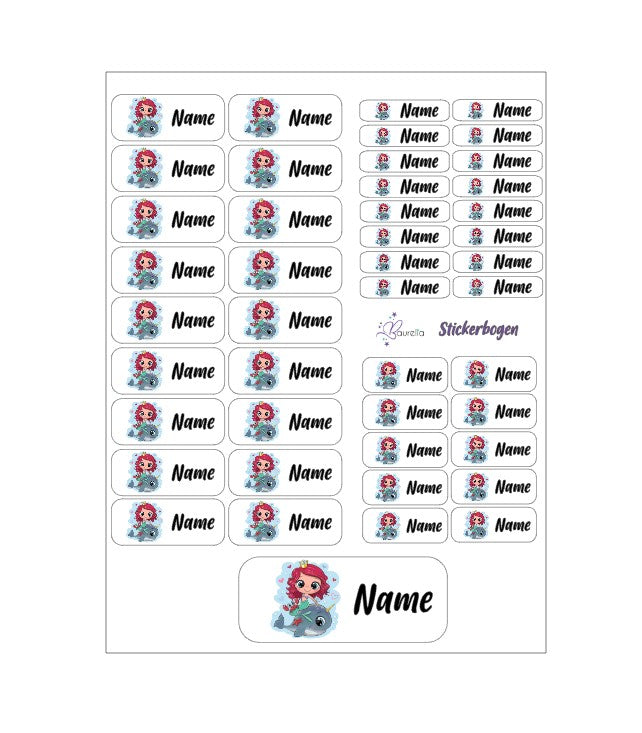 Baurelia Stickerset mit Name Meerjungfrau 1