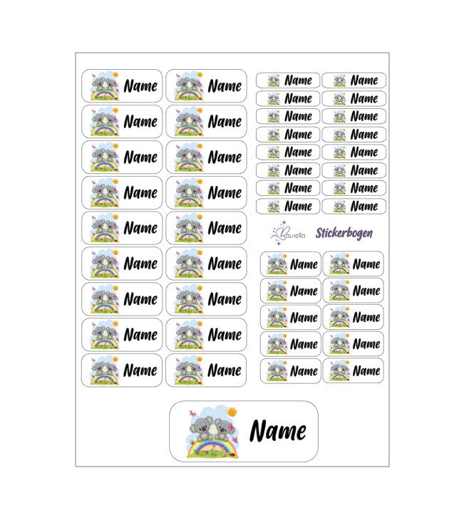 Baurelia Stickerset mit Name Koala 7