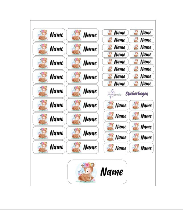 Baurelia Stickerset mit Name Reh 2