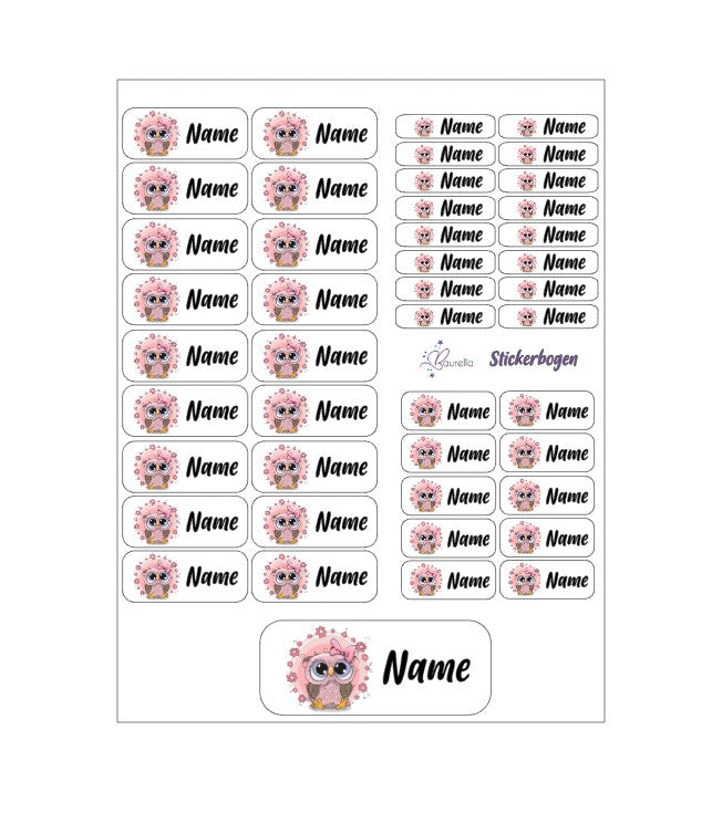 Baurelia Stickerset mit Name Eule 1