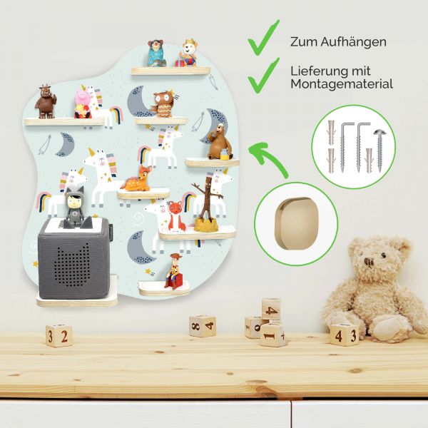 Toniebox 1 & 2 Regal zum Aufhängen Einhorn und Freunde