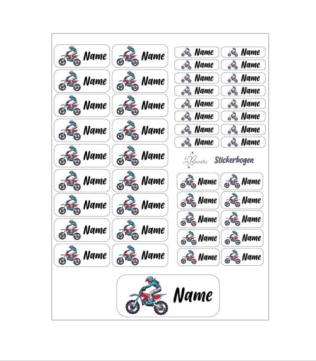 Baurelia Stickerset mit Name Motocross 2