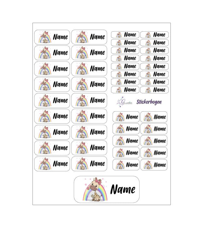 Baurelia Stickerset mit Name Giraffe 1