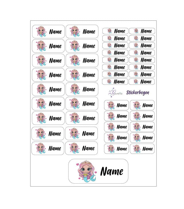 Baurelia Stickerset mit Name Meerjungfrau 4