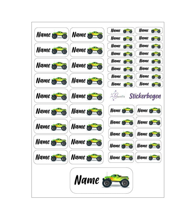 Baurelia Stickerset mit Name Auto 2