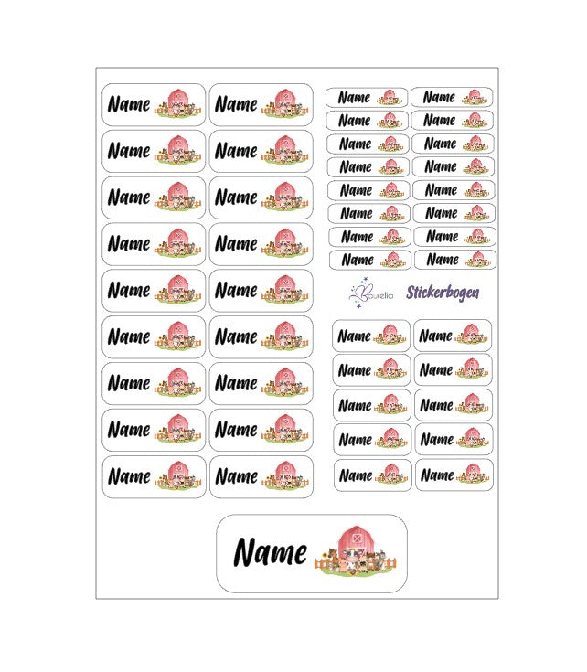 Baurelia Stickerset mit Name Bauernhof 2