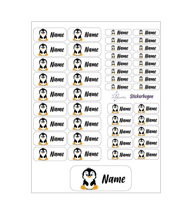 Baurelia Stickerset mit Name Pinguin 2